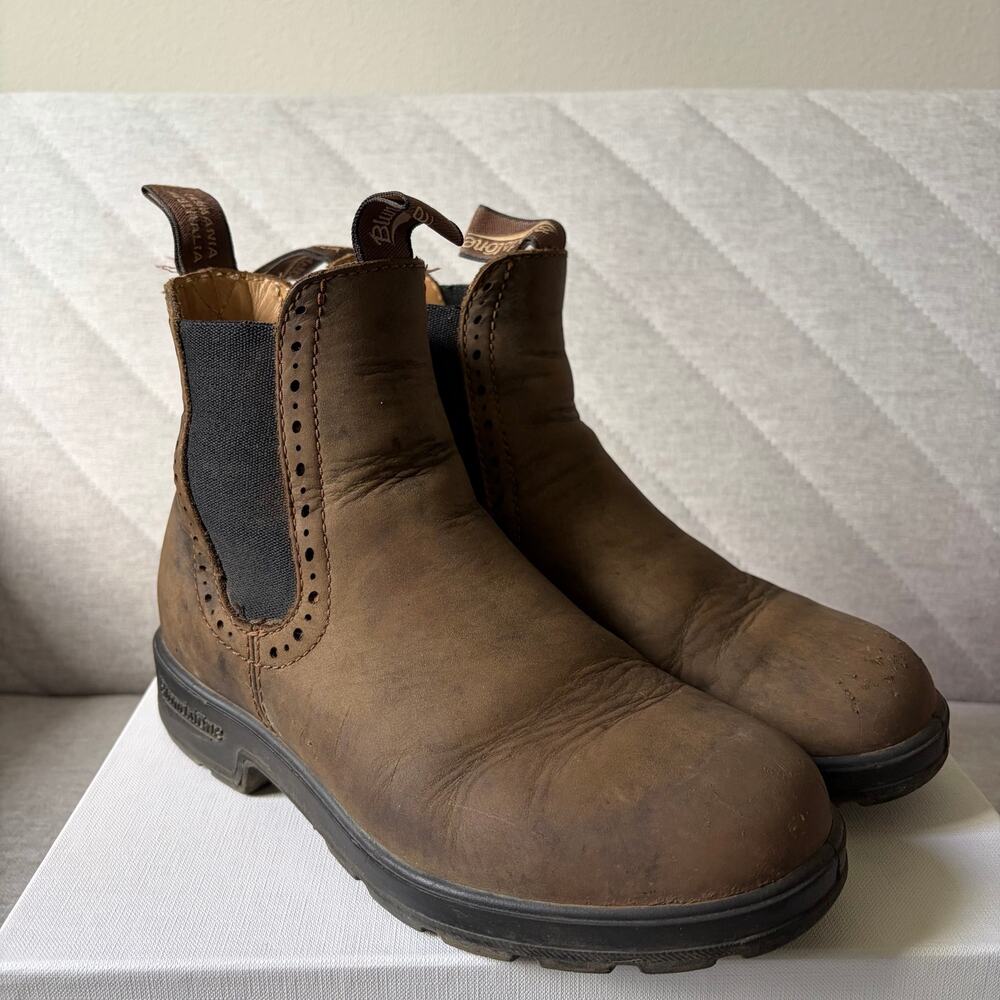 Blundstone Rustic Brown Leather Brogue Chelsea Boots (AU 3)